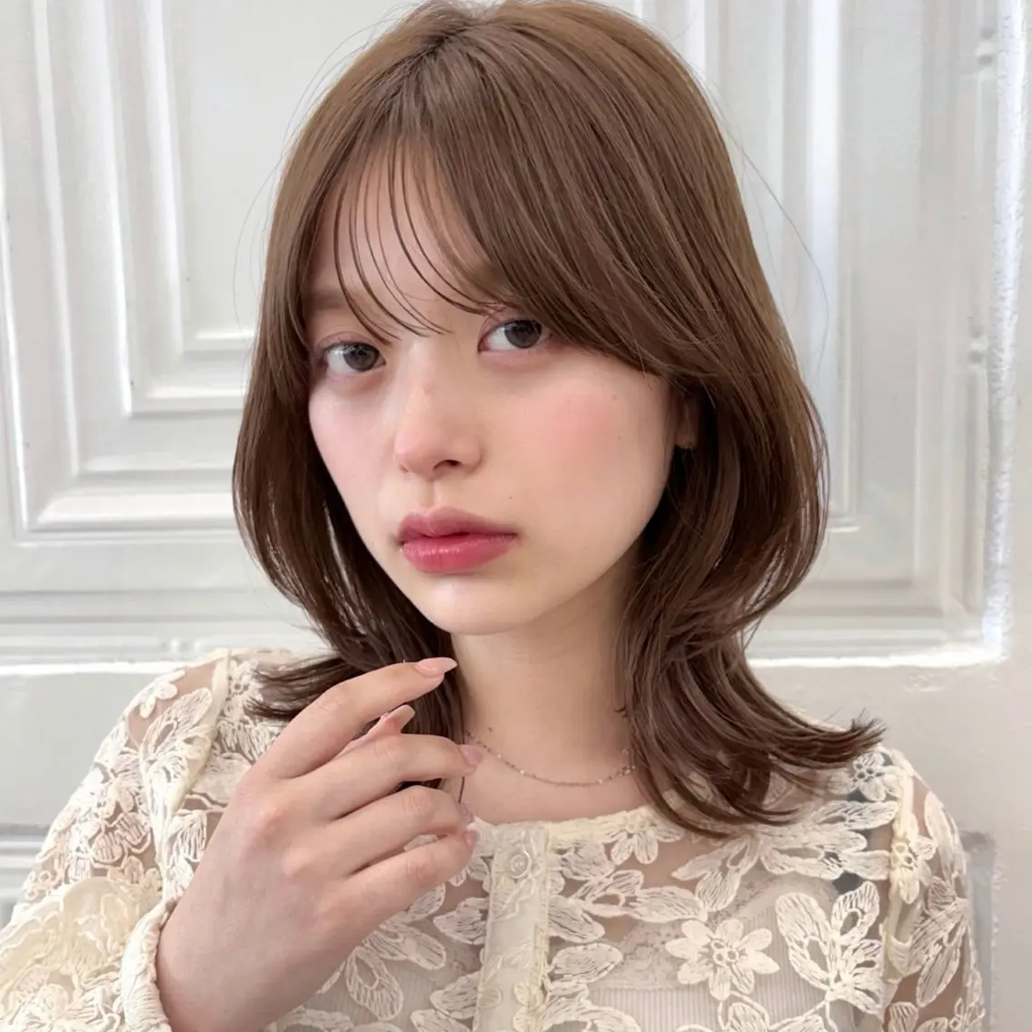 ミディアム カット ヘアカラー トリートメント 似合わせ/ベージュ /レイヤー/りほ🤍のヘアスタイル