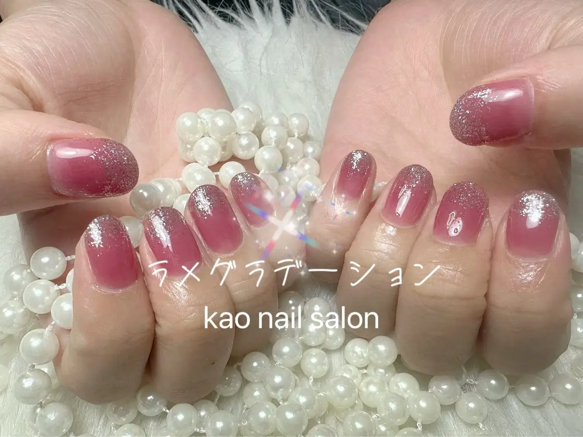 ネイル グラデーション ラメ(グリッター) ラメグラデーション kao nail マグネット/長さだしのネイルデザイン