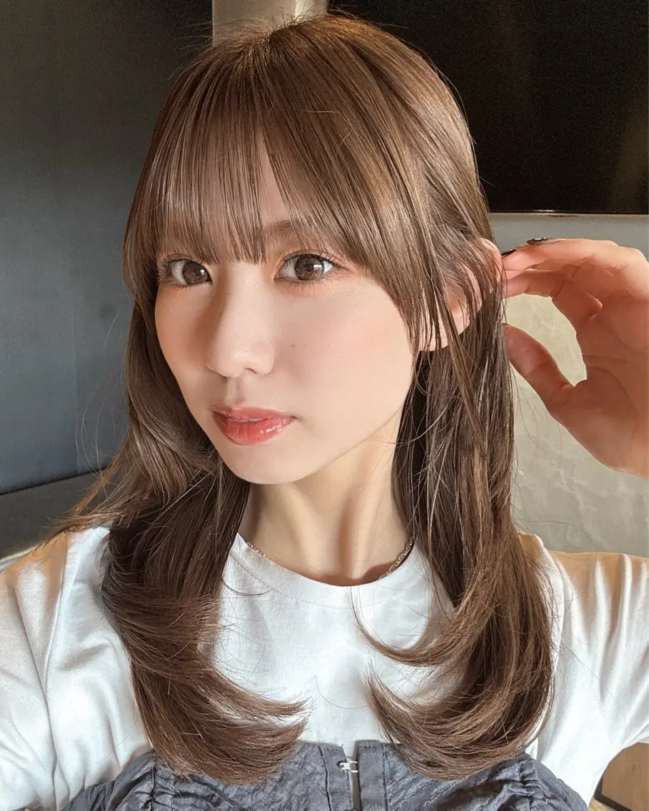 ミディアム カラー 顔周りカット カット ヘアカラー トリートメント レイヤー🩰髪質改善 /透明感/kanaのヘアスタイル