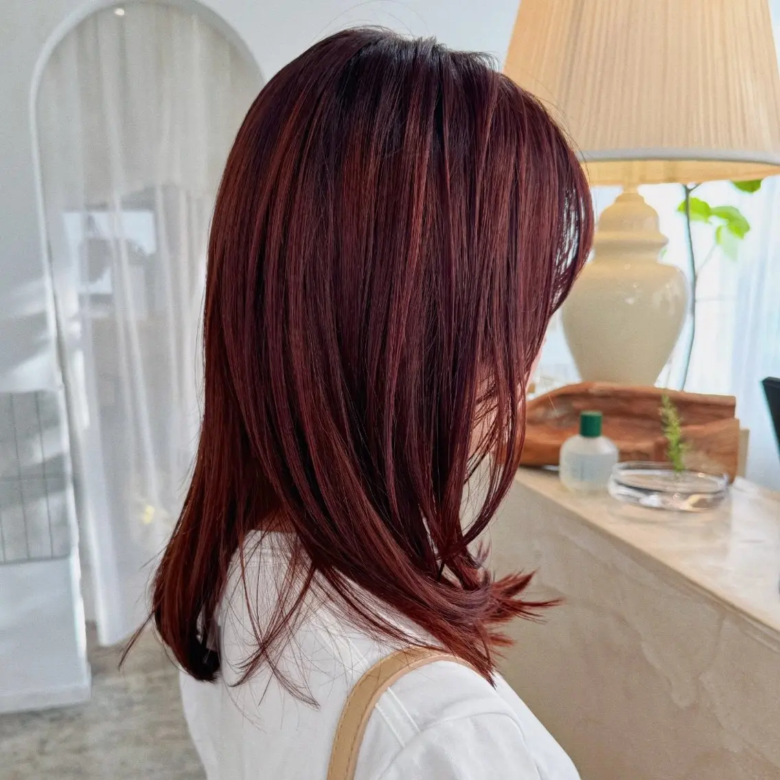 ミディアム カラー ブリーチ ダブルカラー ブリーチなしカラー レッドカラー スギヤマ ショウゴのヘアスタイル