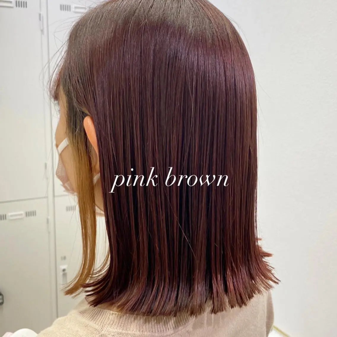 セミロング カラー ブラウンカラー ピンクカラー ピンクブラウン カット ヘアカラー トリートメント 長妻莉央/縮毛矯正 髪質改善カラーのヘアスタイル