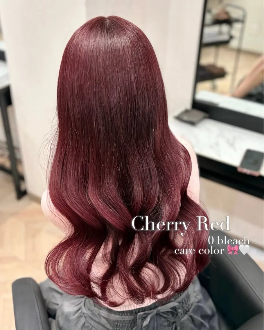 ロング カラー ブリーチ ダブルカラー ブリーチなしカラー レッドカラー カット ヘアカラー 𝒎𝒐𝒆🩰 名駅/ヘアメ/暖色♡のヘアスタイル