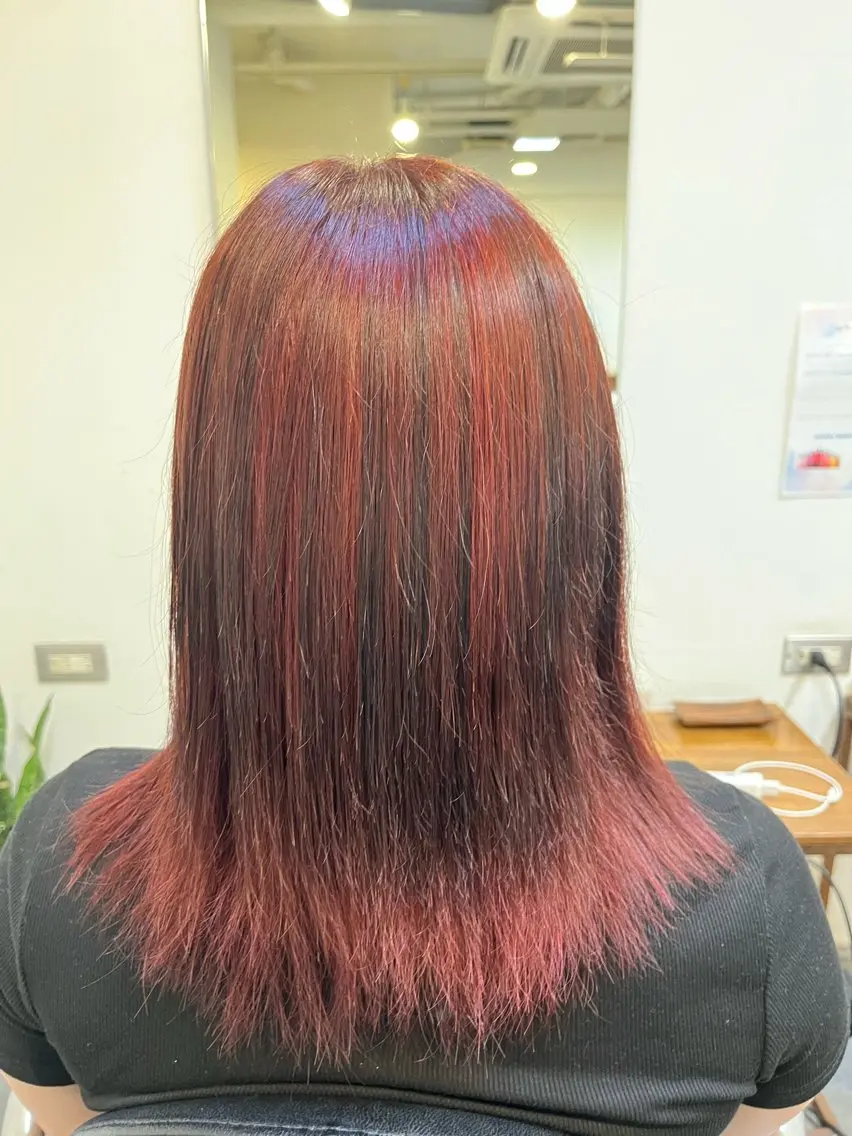 ミディアム カラー レッドカラー ヘアカラー トリートメント 丸山 菜々子のヘアスタイル