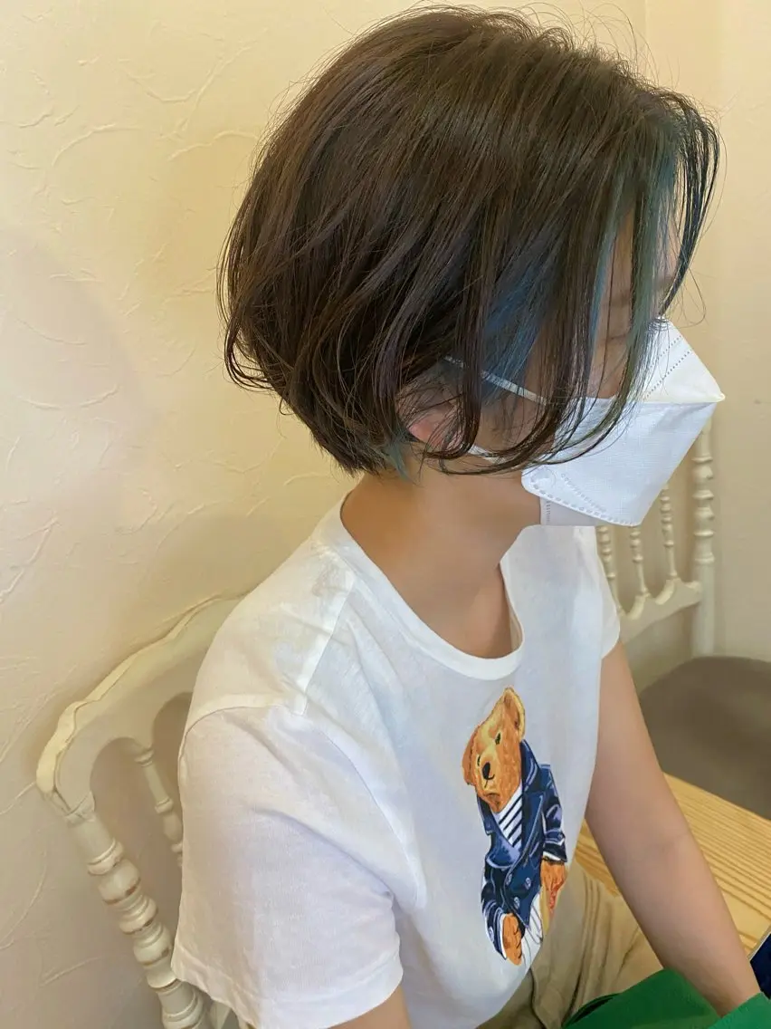 ショート カラー カット ヘアカラー トリートメント en,ボブ/レイヤー パーマ/透明感カラーのヘアスタイル