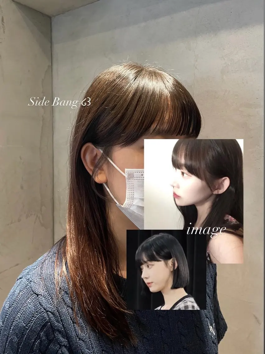 ミディアム レイヤーカット サイドバング 小顔カット トリートメント Luna ☾ ໋のヘアスタイル