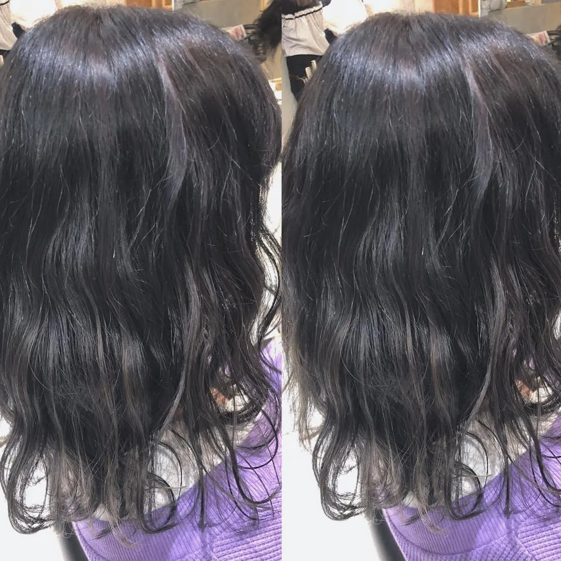 セミロング カラー ハイライトカラー イルミナカラー ハイライト カット ヘアカラー トリートメント 荒木 依莉亜のヘアスタイル