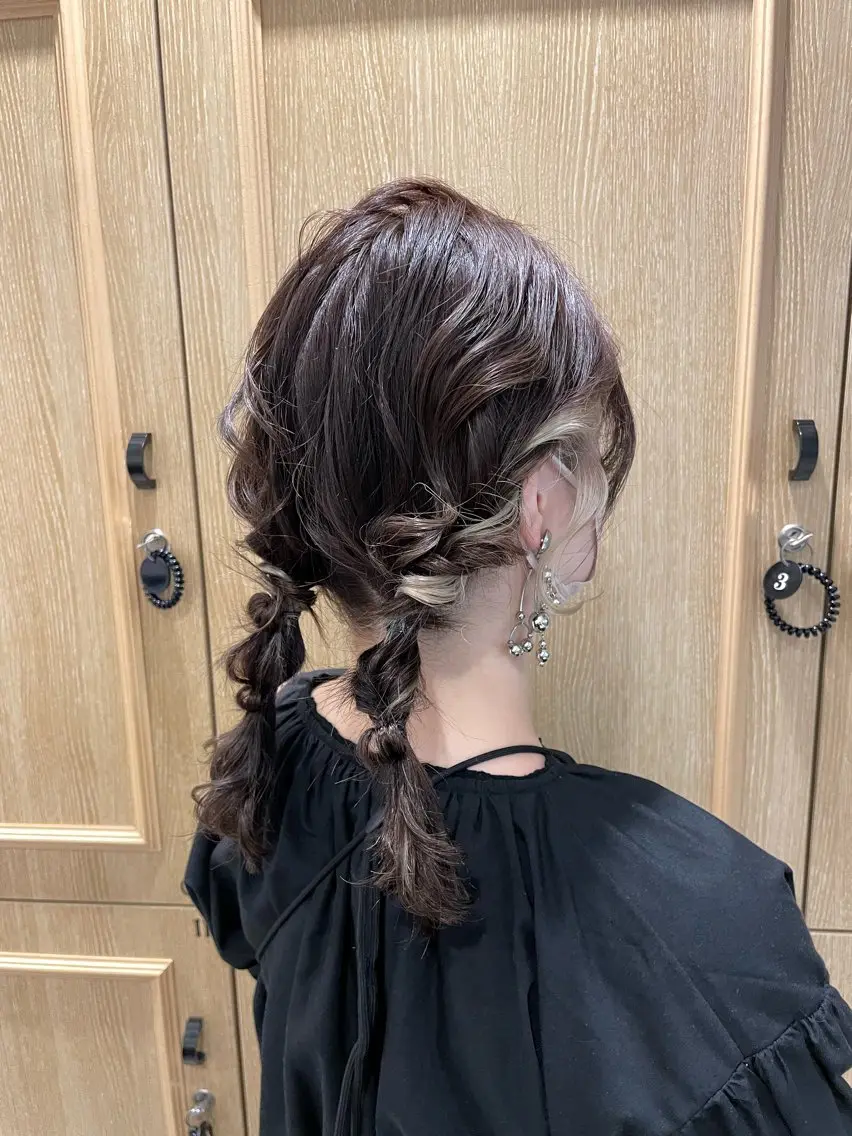 ミディアム カラー ヘアアレンジ ボブ ヘアセット ヘアアレンジ🪽🎀 艶カラー/天王寺のヘアスタイル