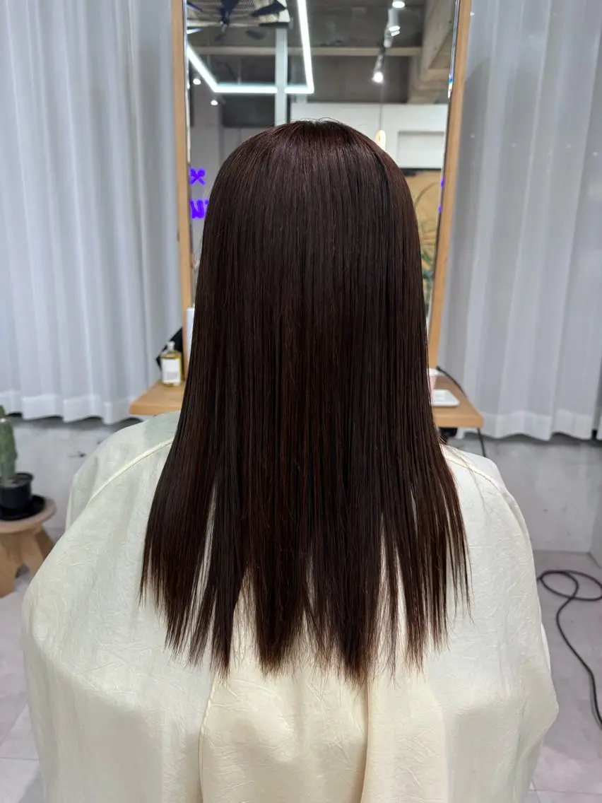 セミロング 縮毛矯正 酸性ストレート 縮毛矯正 岡島 実里のヘアスタイル