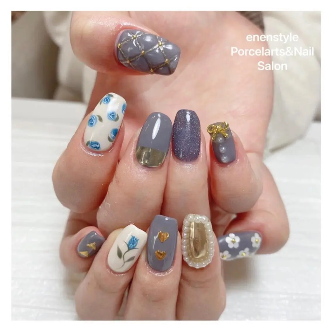 ミディアム ネイル 🐾enen style 🐾のネイルデザイン
