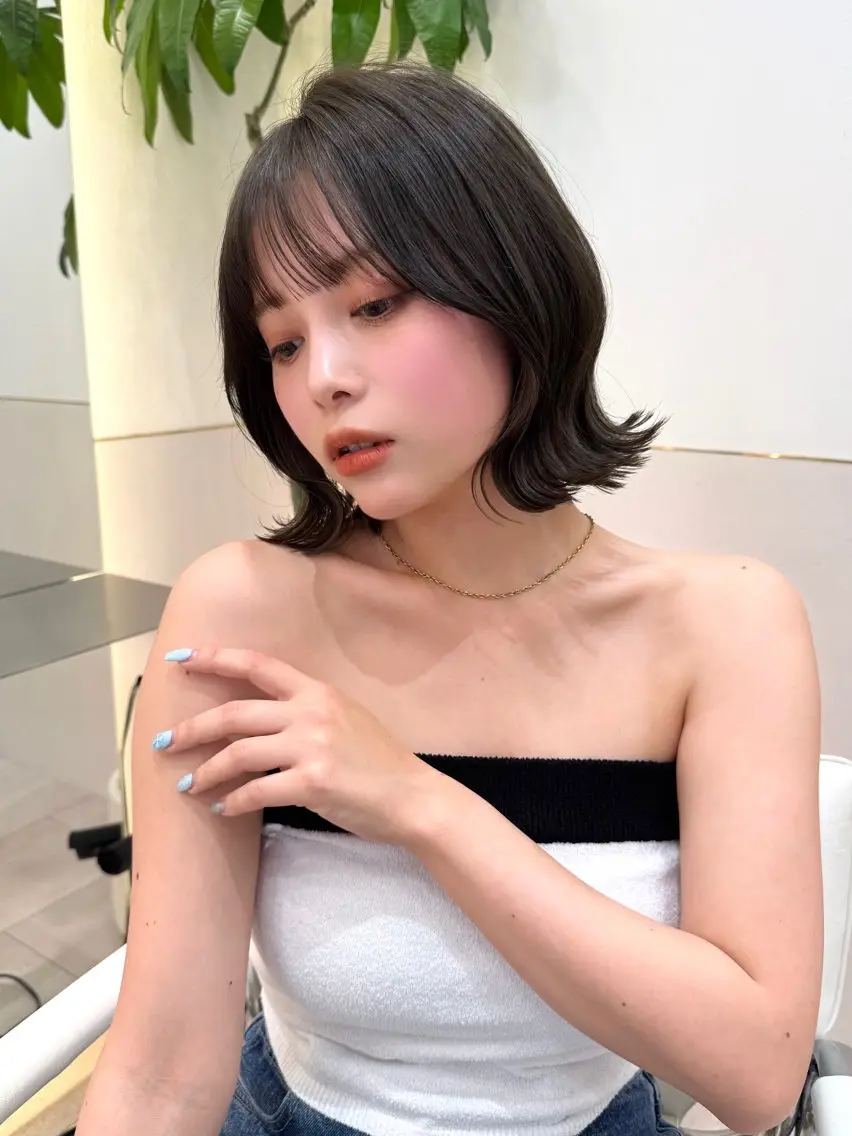 ミディアム カット ヘアカラー トリートメント 新宿/髪質改善/ボブ 韓国レイヤー大重聖斗のヘアスタイル