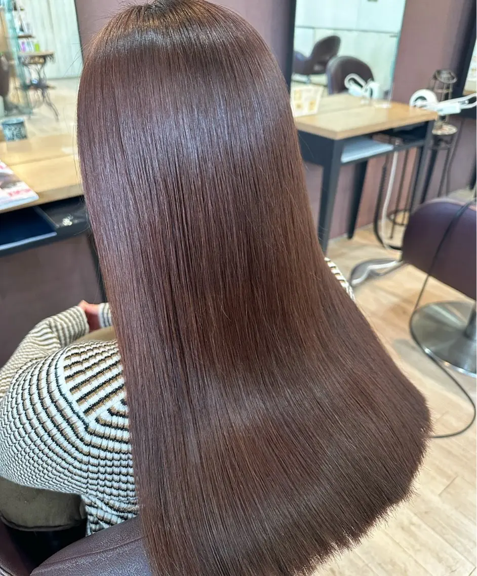 セミロング ピンクブラウン ツヤ髪質改善 💜れいな💜のヘアスタイル