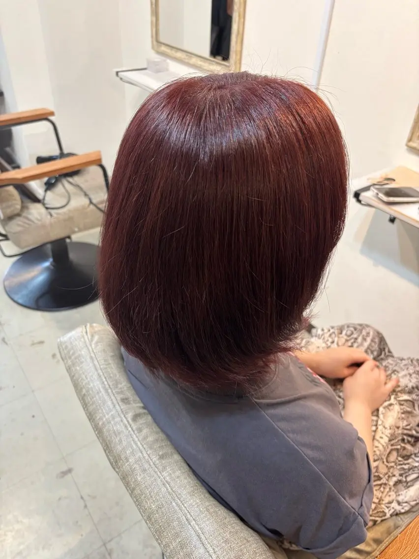 ショート カラー ブリーチ ダブルカラー ブリーチなしカラー レッドカラー ヘアカラー 山本なつみ/透明感 /レイヤー/ブリーチのヘアスタイル