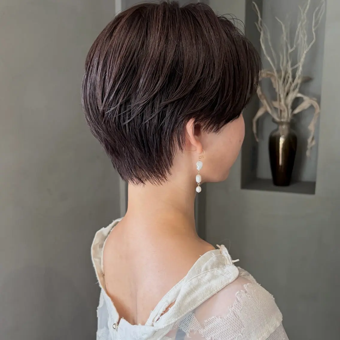ショート カラー ブラウンカラー ナチュラルブラウン ショートヘア カット ヘアカラー なな/ICI/レイヤ ーパーマ/上前津のヘアスタイル