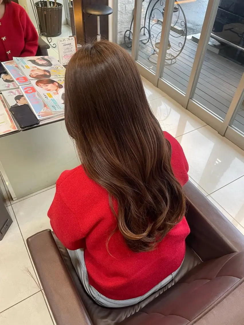 セミロング カラー 🤎韓国ヘア ベージュ まゆか🤎のヘアスタイル
