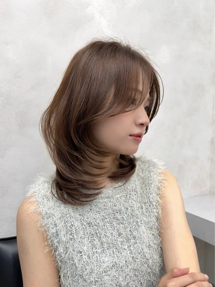 セミロング 伸ばしかけ レイヤーカット RIO/ チャンモリパーマ💞のヘアスタイル