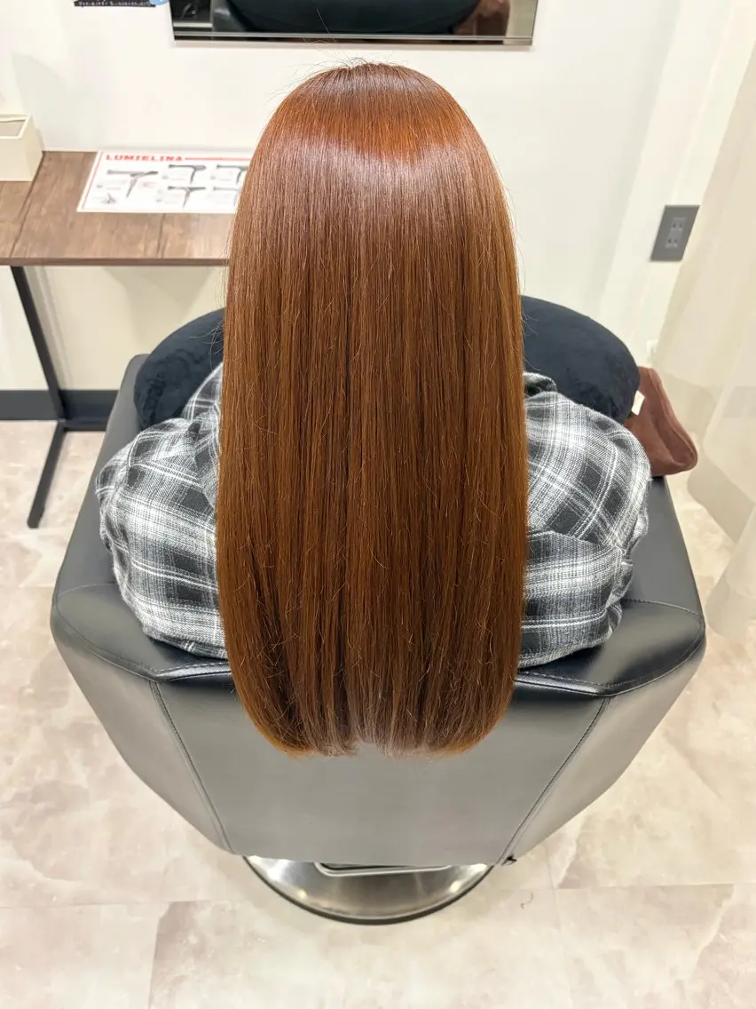 ロング カラー ブリーチ ブラウンカラー ダブルカラー ブリーチなしカラー オレンジ 小野 真由佳のヘアスタイル