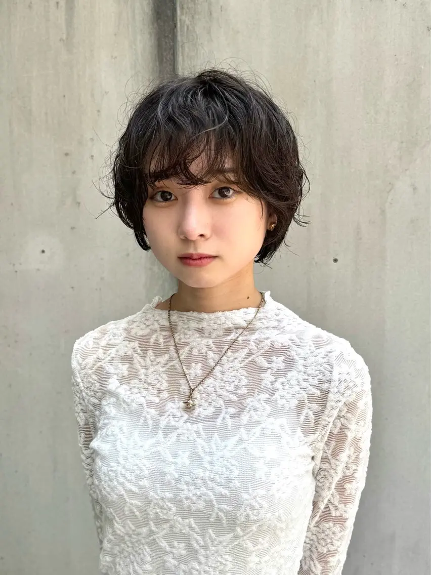 ショート パーマ ショートヘア ニュアンスパーマ カット パーマ トリートメント デジタルパーマ 🌀ボブ　萩原　龍のヘアスタイル