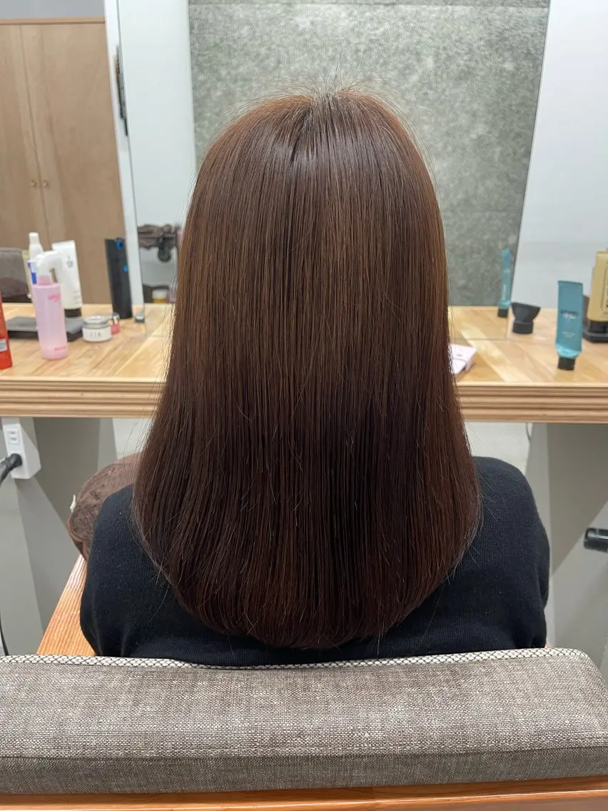 セミロング カット ヘアカラー トリートメント かめい りなのヘアスタイル