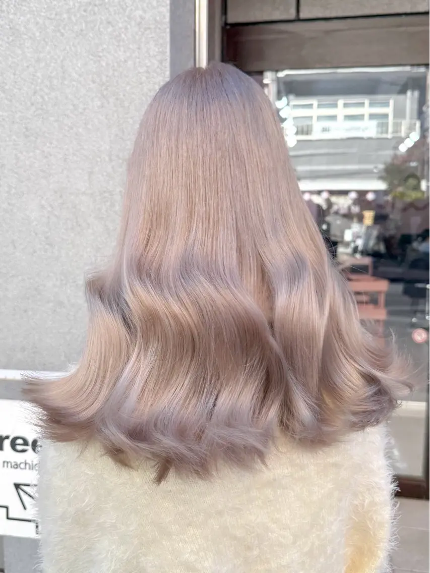 ロング カラー アッシュ ミストバング ベージュカラー 黒髪 ブリーチ 🌙町田ブリーチ特化 🌙れいのヘアスタイル