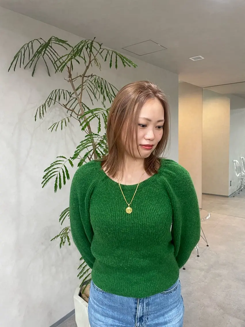 ミディアム カラー ヘアカラー トリートメント 🍐透明感カラー🍐 レイヤー/ベージュのヘアスタイル