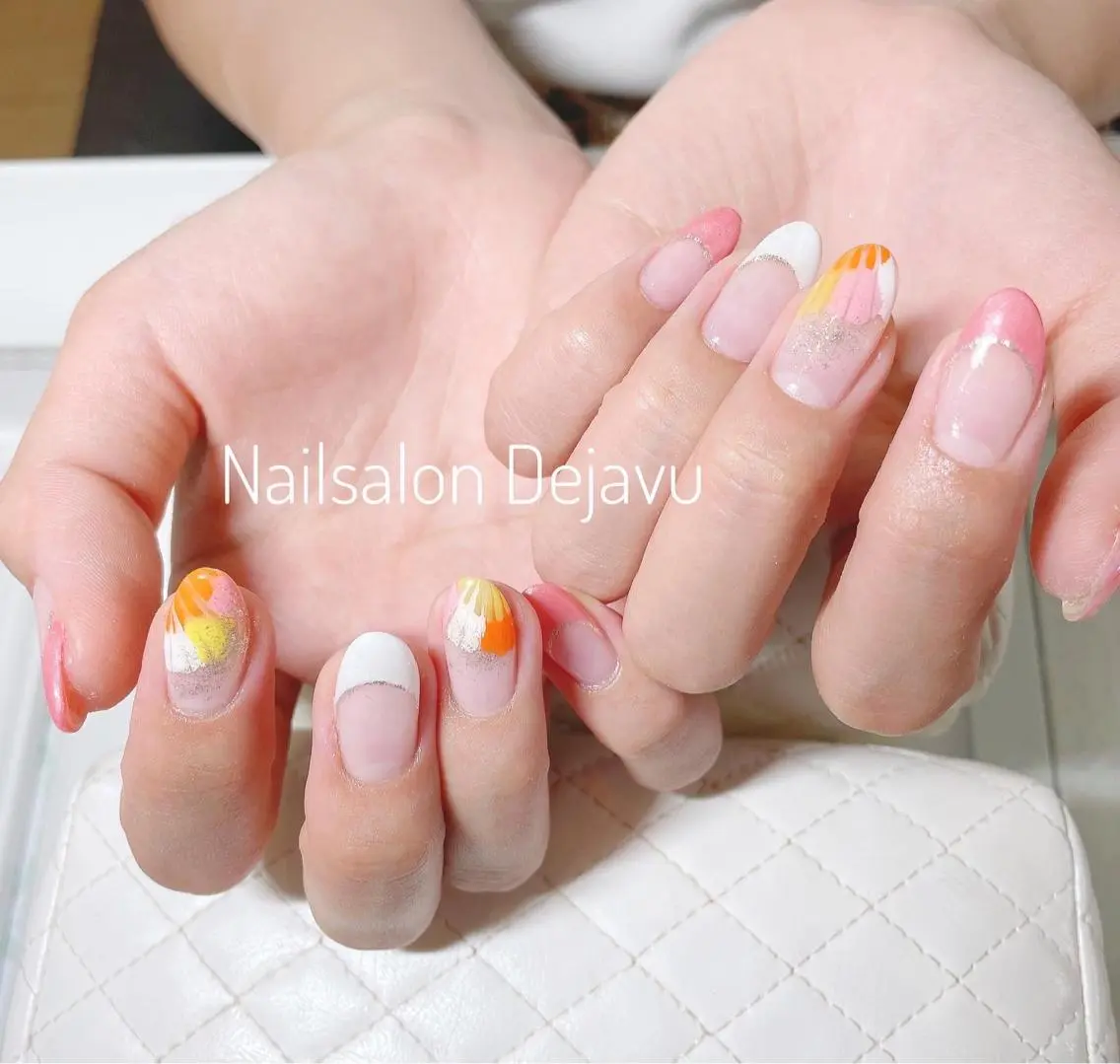ネイル アートネイル ジェルネイル 春ネイル ハンドネイル Nail salon Dejavu 🌿のネイルデザイン