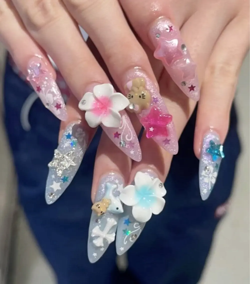 ネイル アートネイル オーロラネイル フレンチネイル ジェルネイル グラデーション Sora nail 長さ出し専門店のネイルデザイン