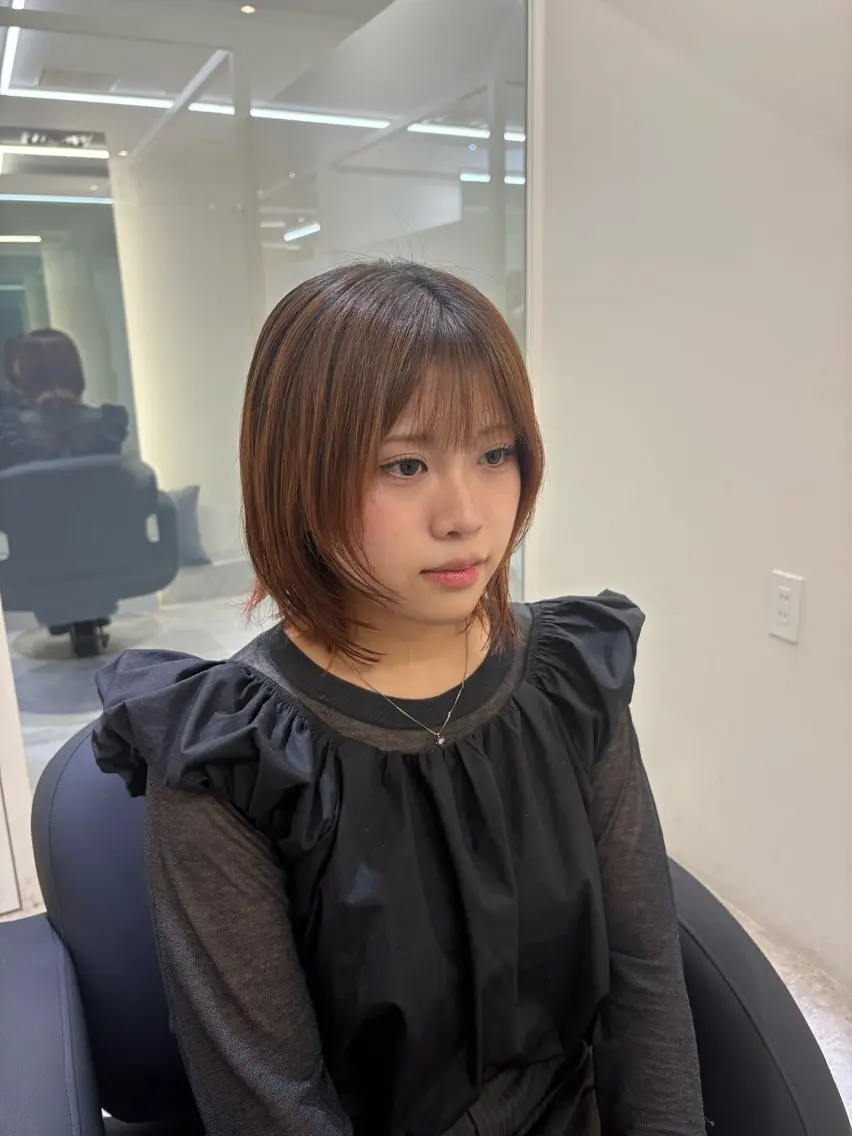 ミディアム ウルフカット よしえ /心斎橋カットカラーのヘアスタイル