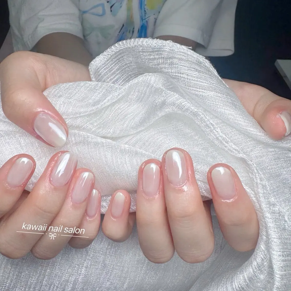 ネイル ドット フレンチネイル 韓国ネイル マグネットネイル オフィスネイル Kawaii Nail Salonのネイルデザイン
