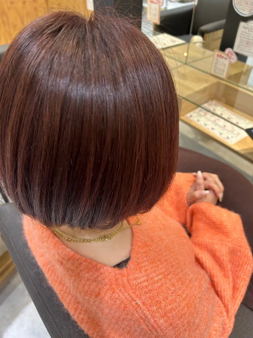 ショート カラー ブラウンカラー ピンクカラー ボブ 玉田 千智のヘアスタイル
