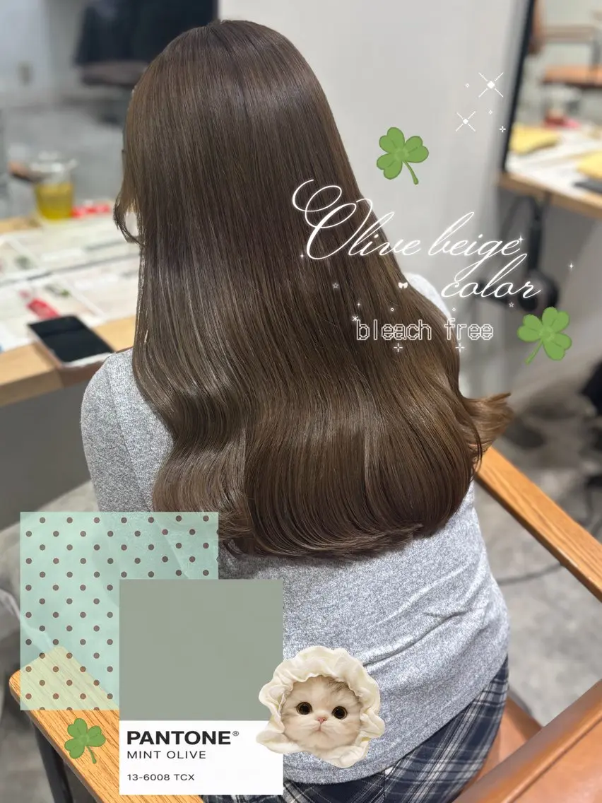 ロング カラー ブリーチ ダブルカラー ミント ブリーチなしカラー 髪質改善 ヘアカラー non. ダブルカラー🎀🤍のヘアスタイル