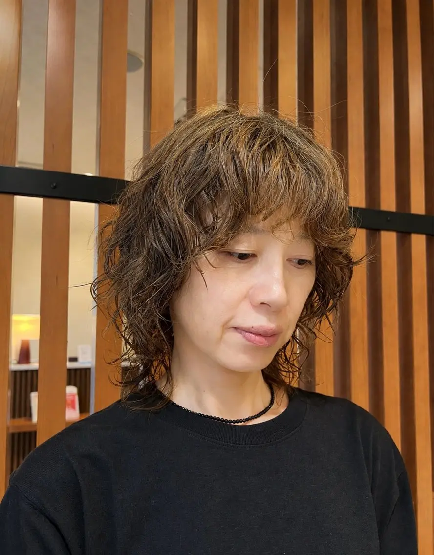パーマ ウルフカット ニュアンスパーマ カット パーマ T Akaneのヘアスタイル