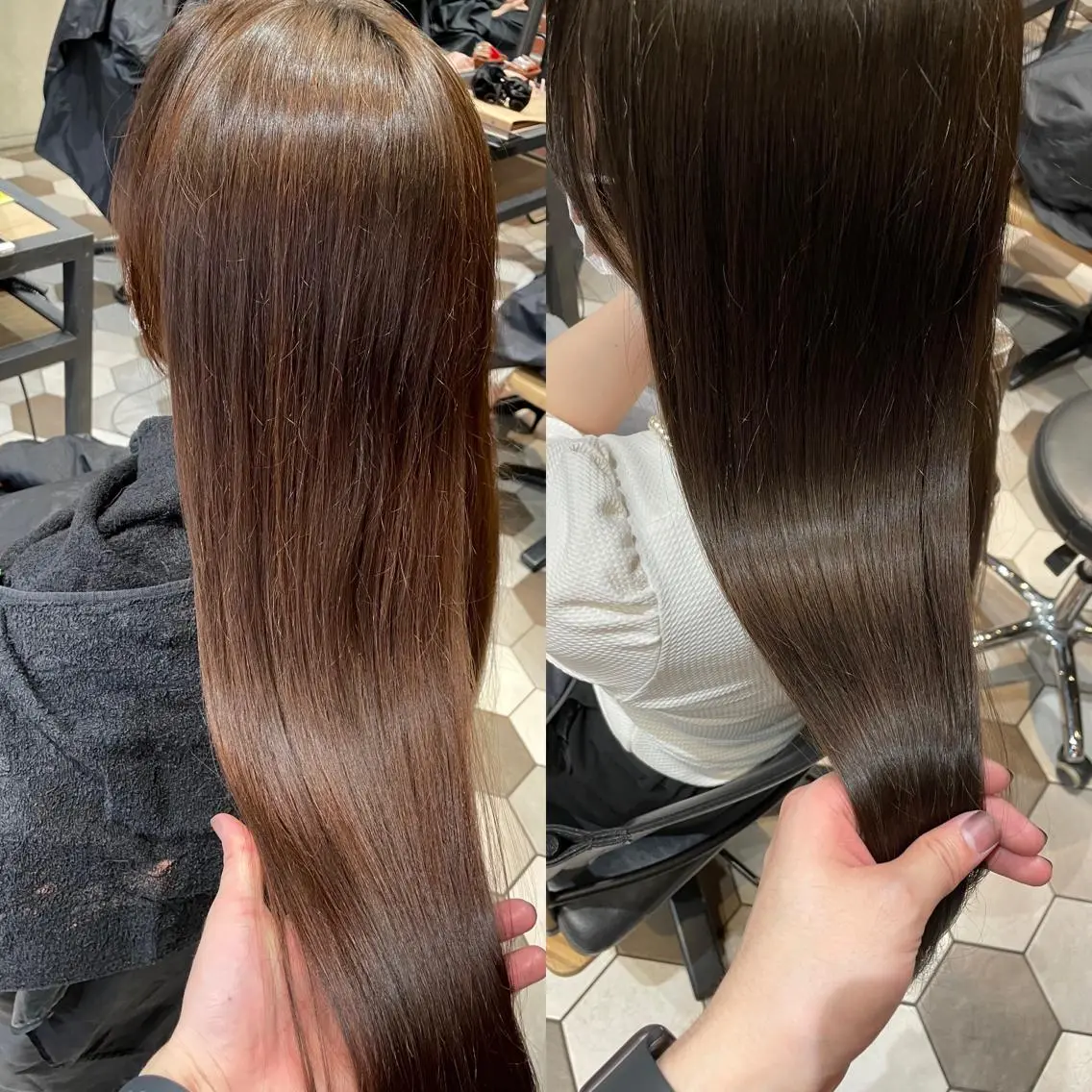 セミロング 髪質改善、縮毛矯正 酸性縮毛矯正のヘアスタイル