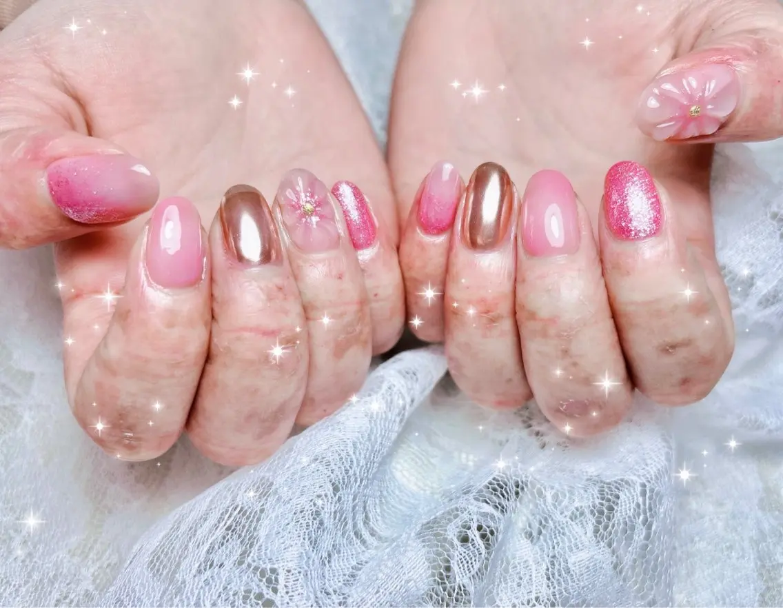 ネイル アートネイル 春ネイル ハンドネイル FLARE NAIL フレアネイルのネイルデザイン
