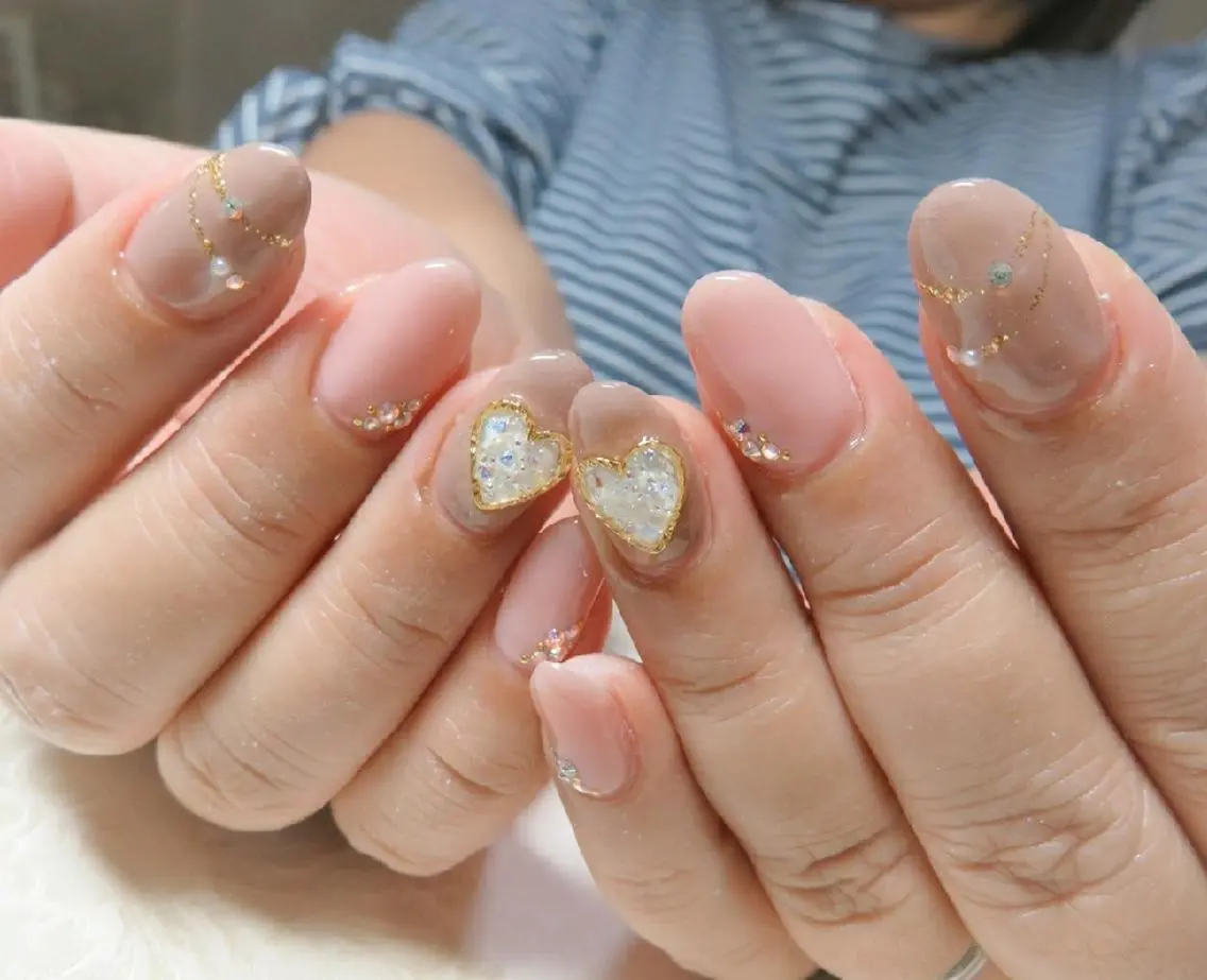 ネイル ハート 下吹越 佳子　のネイルデザイン