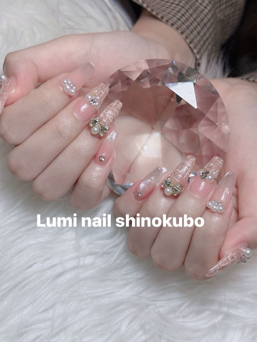 ネイル オーロラネイル チークネイル 長さ出し フレンチネイル 韓国ネイル ハンドネイル Lumi Shinokuboのネイルデザイン