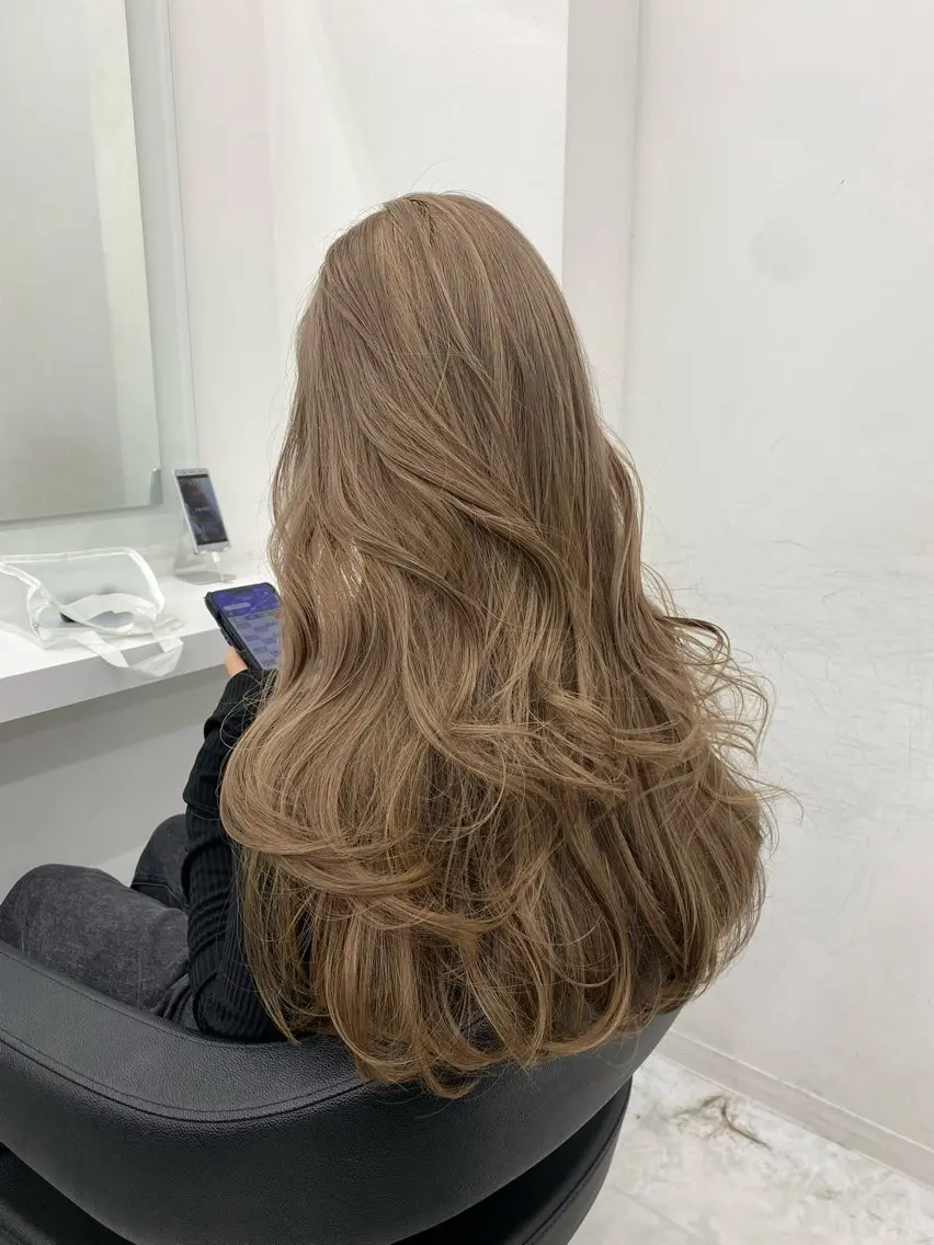 ロング カラー ヘアカラー トリートメント 💖似合わせカラー レイヤー💖縮毛矯正のヘアスタイル