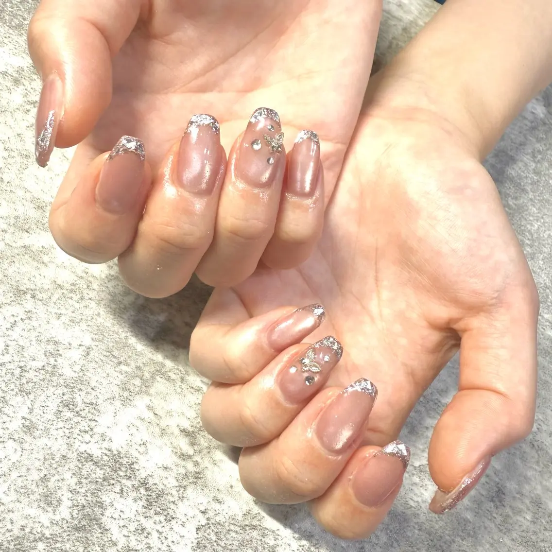 ネイル フレンチネイル ガラスフレンチ ハンドネイル ★Rinail... .のネイルデザイン