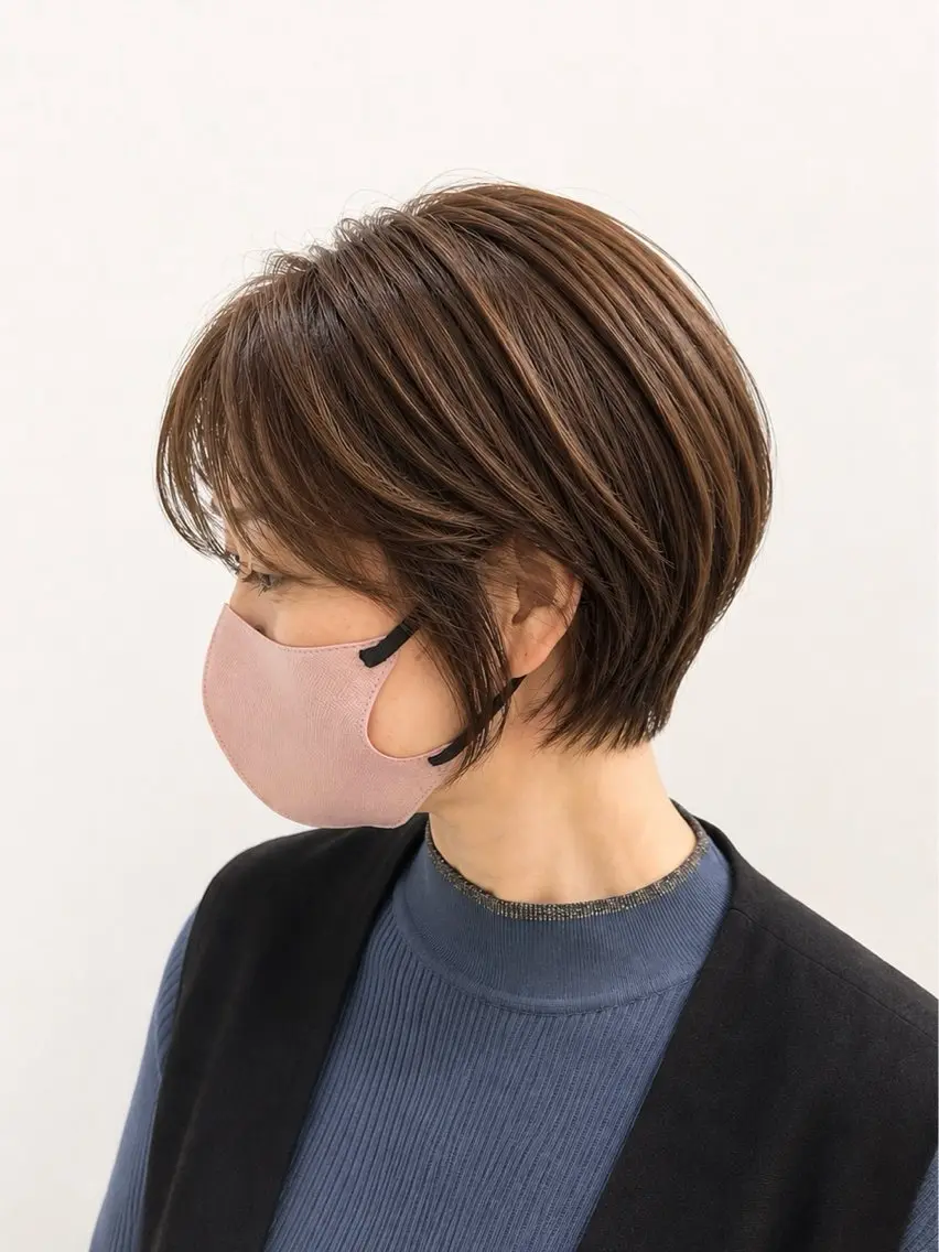ショート カラー 透明感カラー ハイライトカラー イルミナカラー ボブ ハイライト カット ヘアカラー ✨白髪ぼかし/ ショート✨吉岡 弘のヘアスタイル