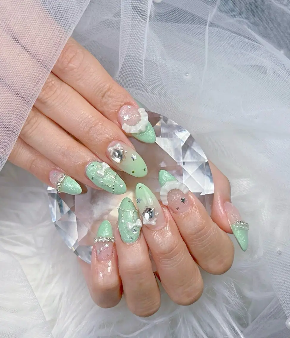 ネイル アートネイル オーロラネイル チークネイル 長さ出し フットネイル Miya _nailのネイルデザイン