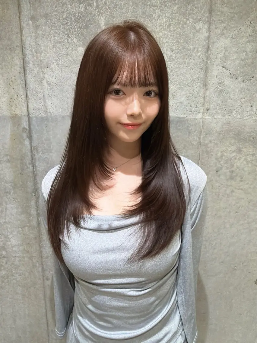 ロング カット ヘアカラー トリートメント モテ韓国へア/レイヤ ー🩵新川栄一朗のヘアスタイル