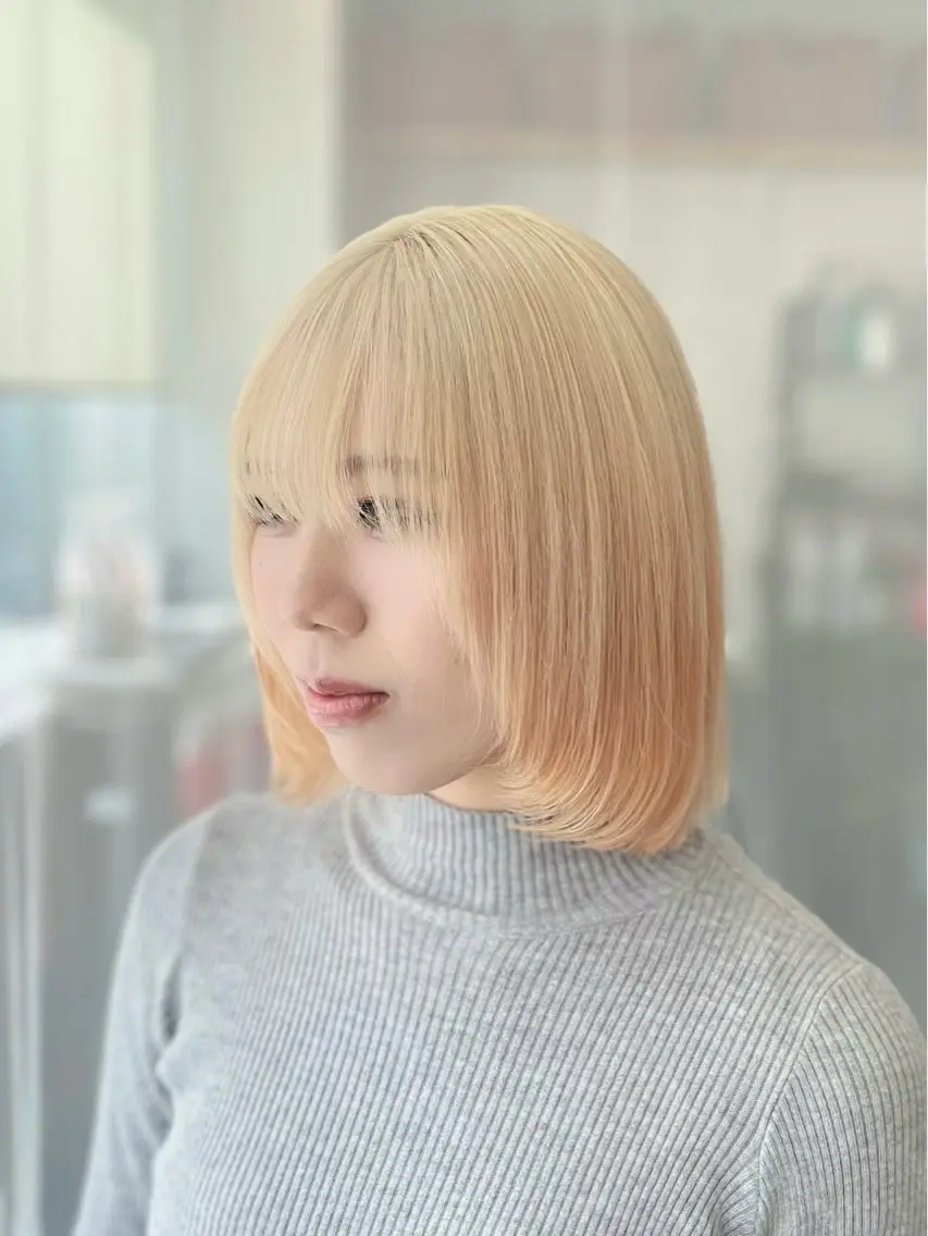 セミロング カラー ヘアカラー トリートメント GaKu/ハイトーン /ブリーチ/アイドルのヘアスタイル