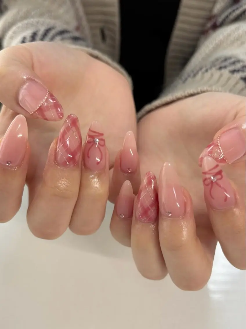 ネイル 韓国ネイル 持ち込み ニュアンスネイル ネイルチップ 冬ネイル ANA.CHUO 本川越店舗のネイルデザイン