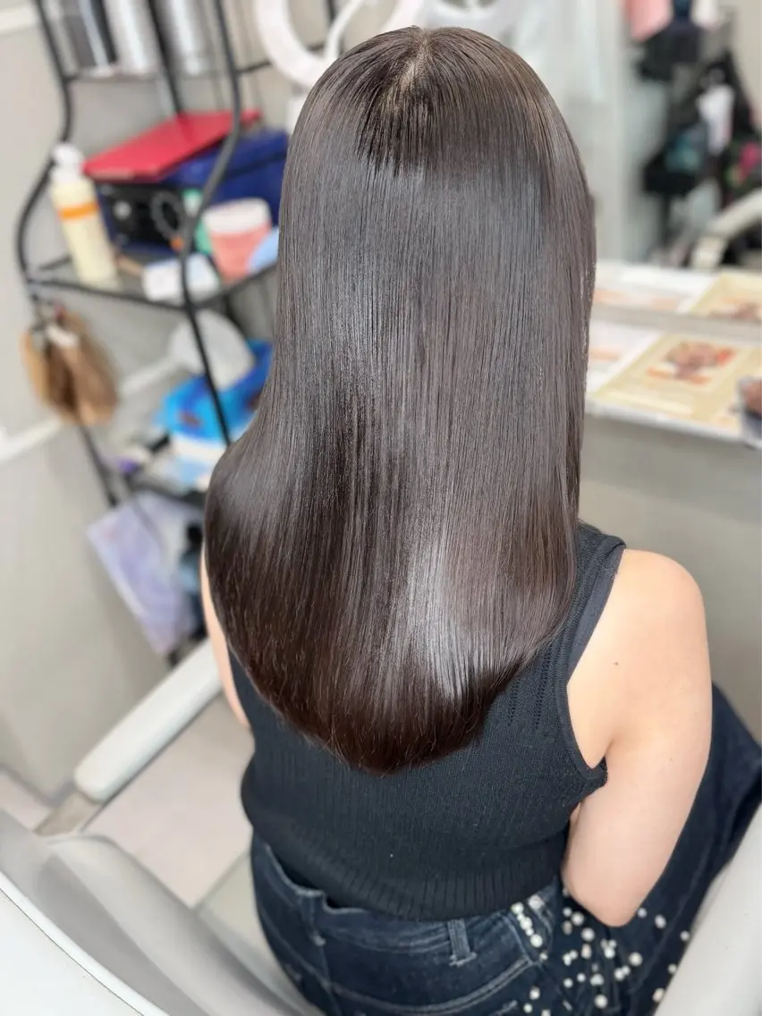ミディアム カラー 透明感カラー 髪質改善 ヘアカラー トリートメント 今井 勝也のヘアスタイル