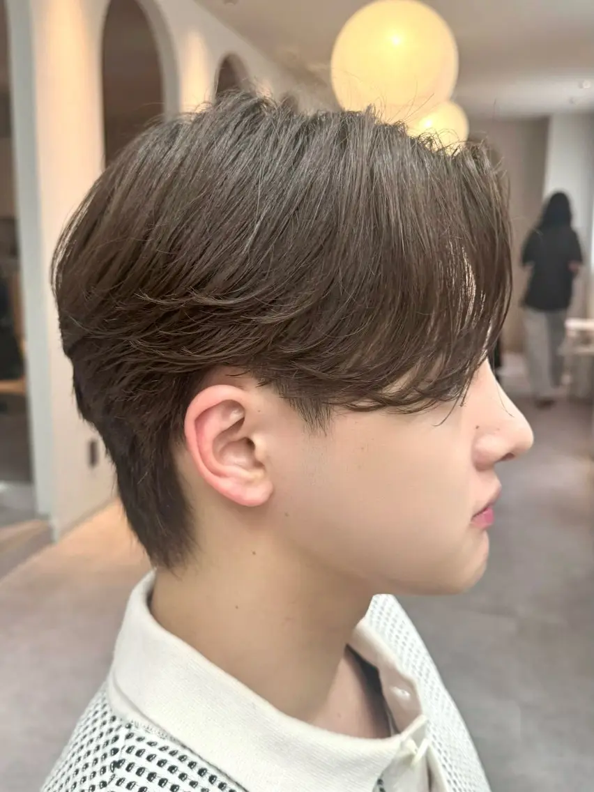 カラー パーマ メンズ センターパート ダウンパーマ カルマパーマ メンズ韓国風 メンズパーマ カット ヘアカラー パーマ Ayuki /福岡/メンズカットのヘアスタイル