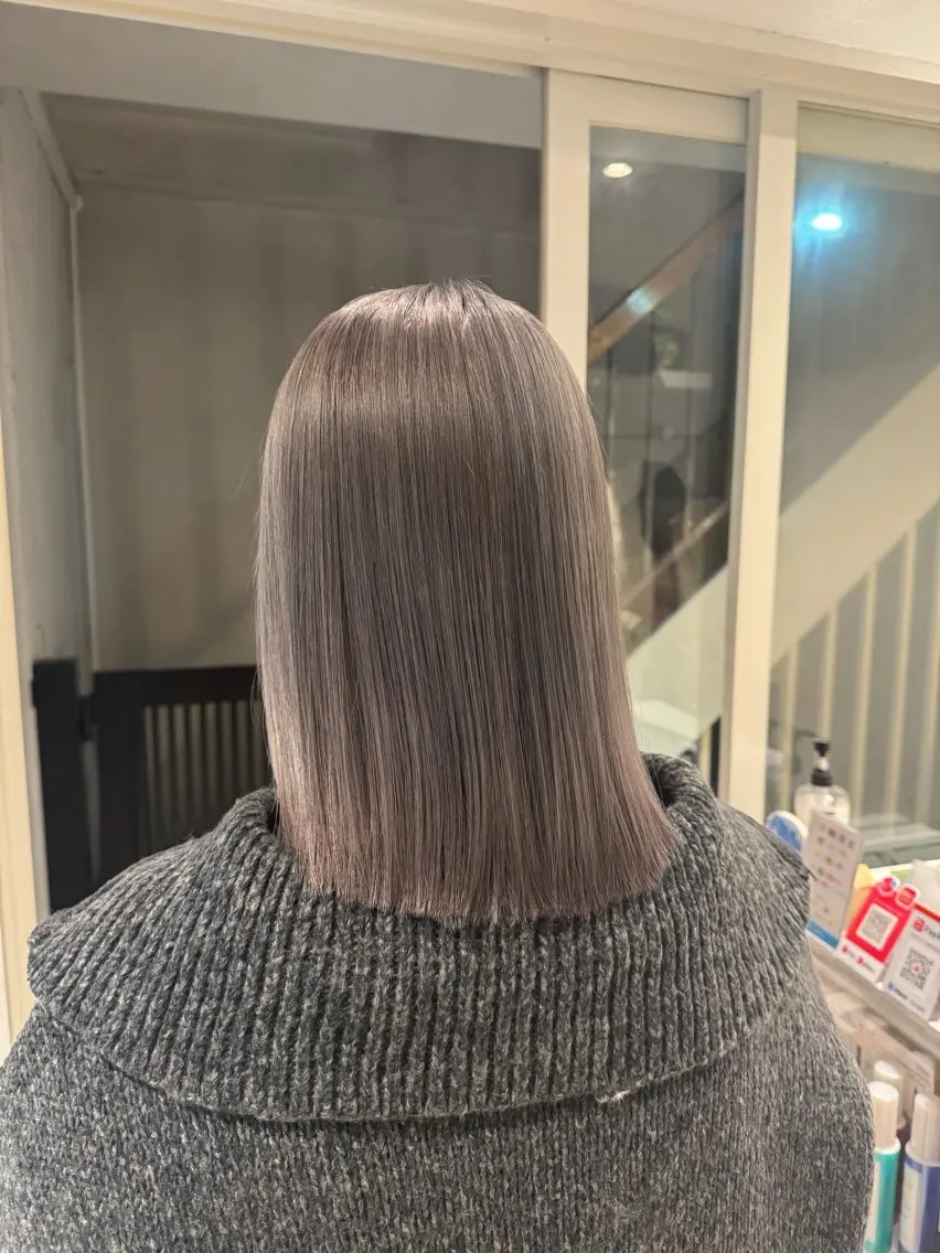 セミロング カラー グレージュ ヘアカラー トリートメント 🌈評価No.1🌈 艶髪カラー❌エクステのヘアスタイル
