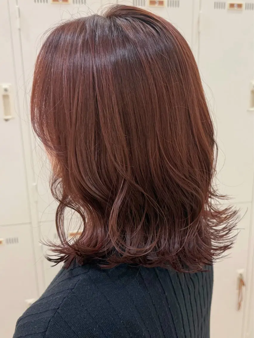 セミロング カラー ブラウンカラー ピンクカラー ピンクブラウン ヘアカラー トリートメント 髪質改善縮毛矯正 💎TOMOのヘアスタイル