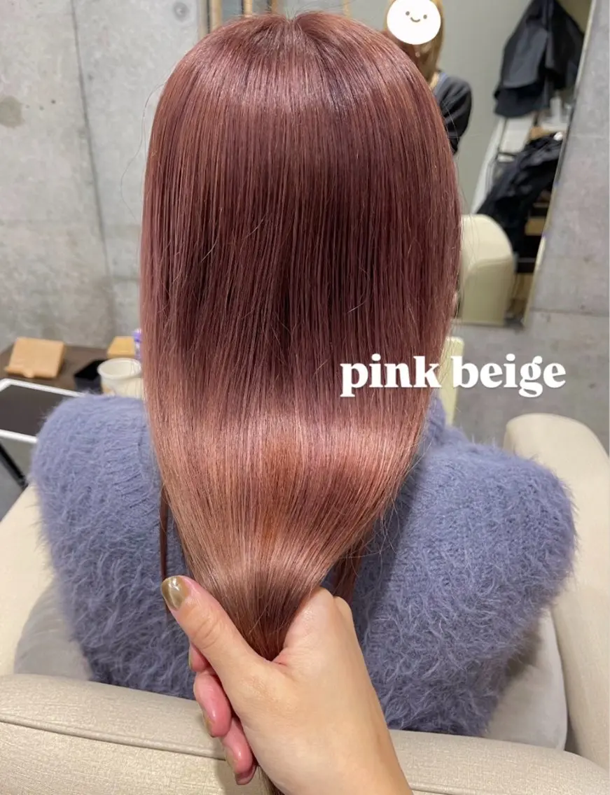 セミロング カラー ベージュカラー ブリーチ ケアブリーチ ピンクカラー ピンクベージュ ヘアカラー トリートメント 博多/Blue 💎松藤 莉奈のヘアスタイル