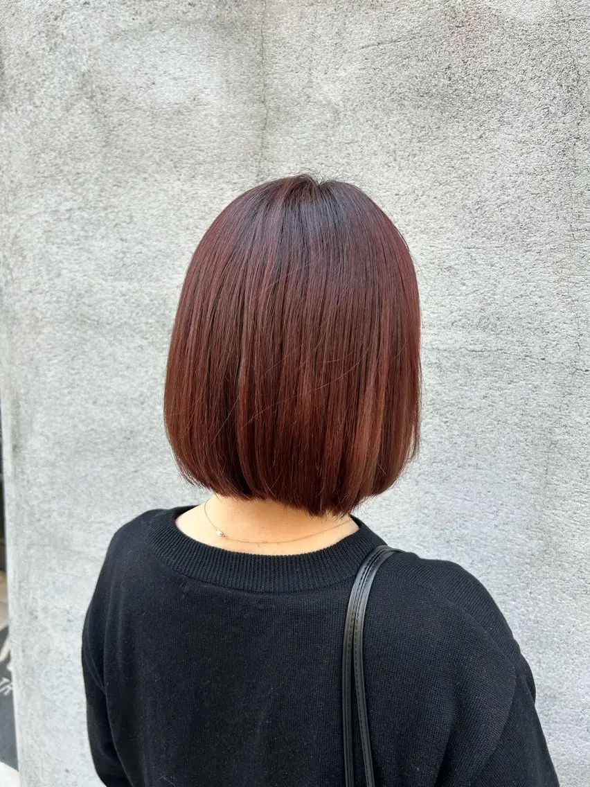 ミディアム カラー ブラウンカラー ピンクカラー ピンクブラウン ボブ 顔周りカット ピンク カラー🩰りりのヘアスタイル