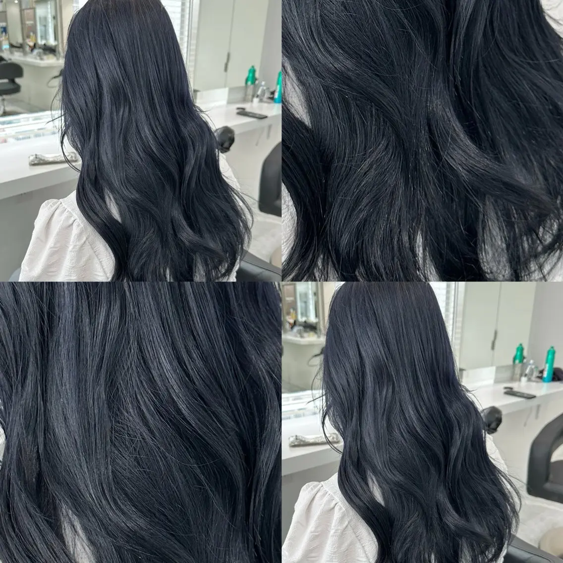 ロング カラー 黒髪 ブルーカラー ブルーブラック 髪質改善 韓国風ヘア カット ヘアカラー トリートメント ヘッドスパ ヘアセット ブリーチなし特化 美容師💖SAE💖のヘアスタイル