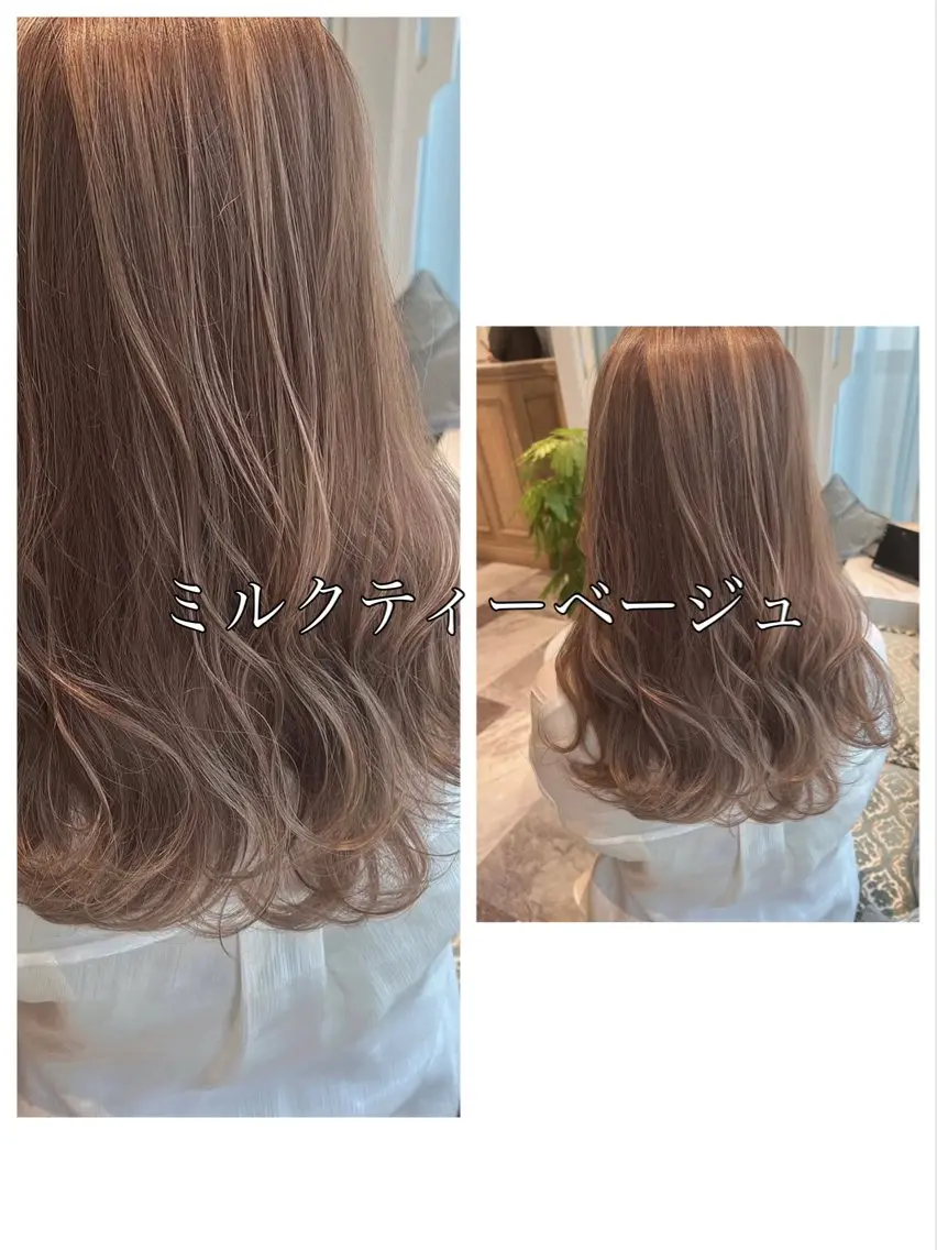 ミディアム カラー ベージュカラー ブリーチ ミルクティーベージュ 女性目線の可愛い ハイトーン/楓のヘアスタイル